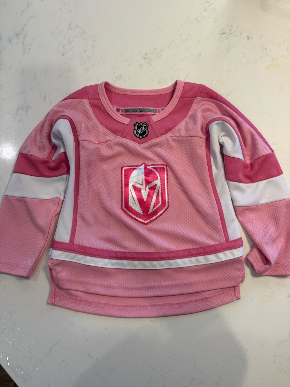 NHL Vegas Golden Knights Toddler Pink and White Hockey Jersey 3T